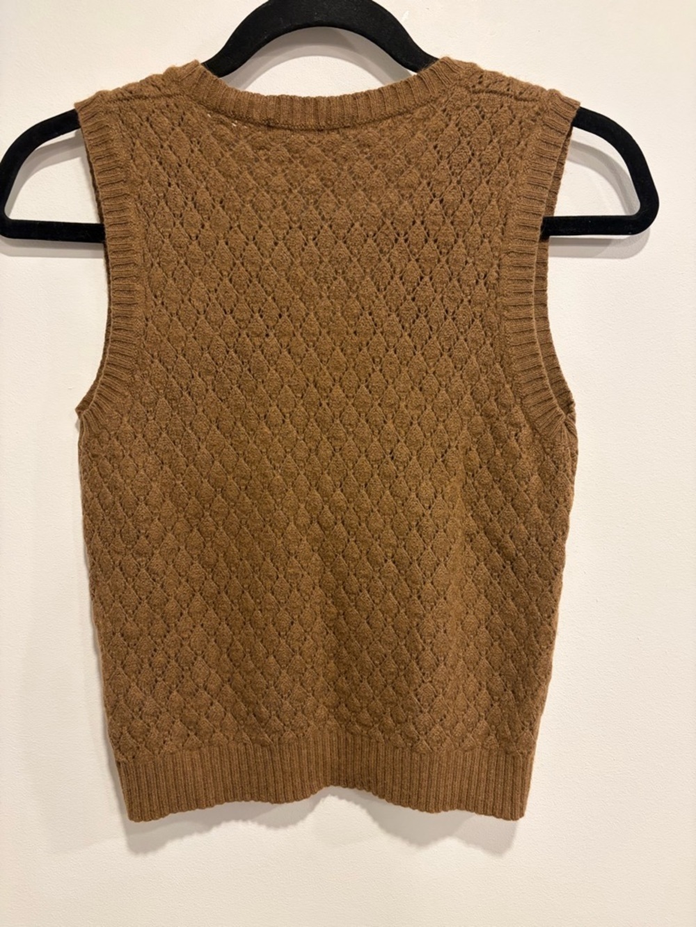 Brandy Melville Brown Cable Knit Sweater Vest Wool Cashmere V-Neck One Size XS S - Picture 5 of 8
